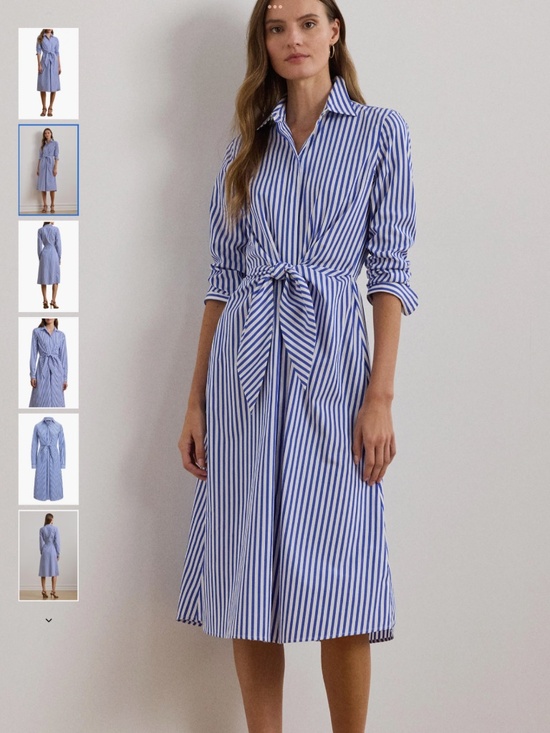 Lauren Ralph Lauren Dresses & Skirts - Lauren Ralph Lauren Stripe Long Sleeve Cotton Broadcloth Shirtdress, size 10